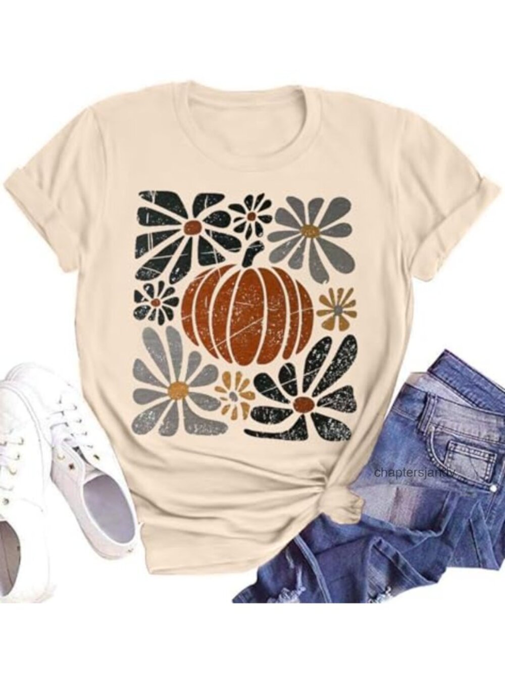 Womens Fall Pumpkin Graphic T-Shirt Short Sleeve Crew Neck Polyester Bl